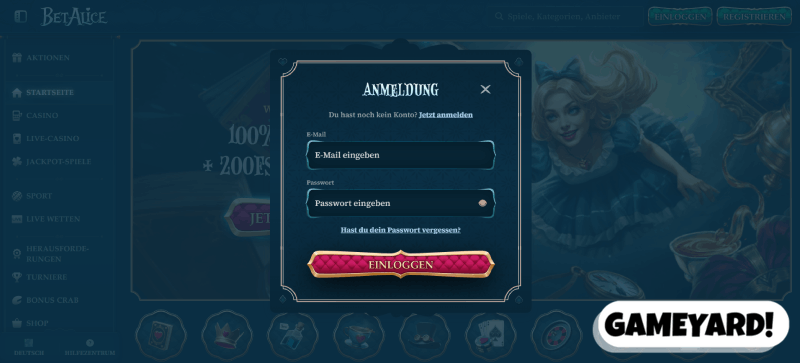 Anmeldung im Online Casino mit Bonus Crab