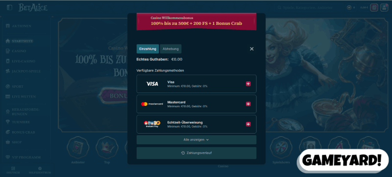 PayPal-Einzahlung in Casinos ohne 1€ Limit
