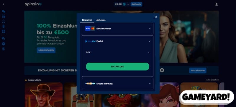 Einzahlung mit PayPal im Online Casino