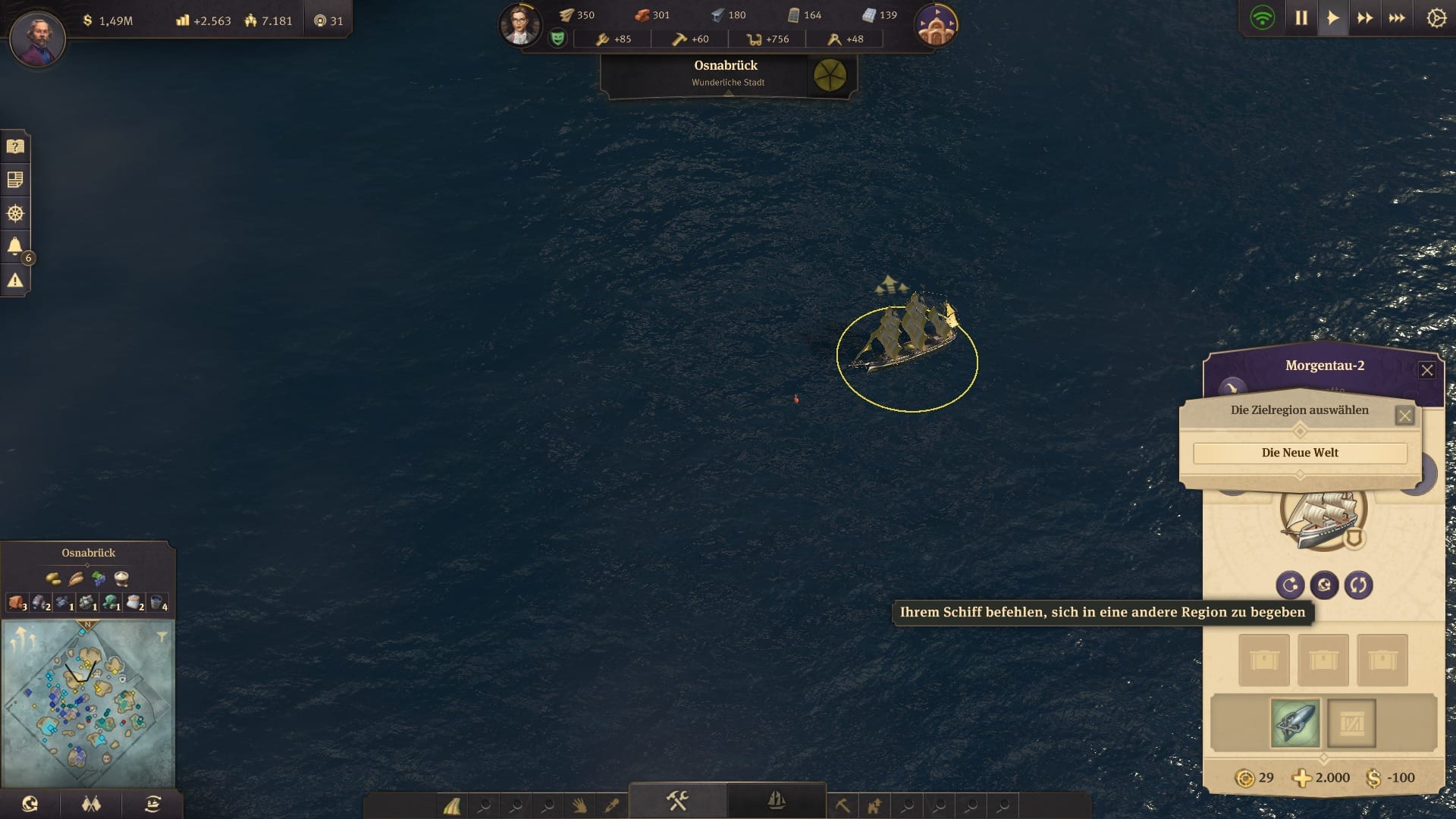 Anno 1800: Schiff in neue Welt senden und zurück