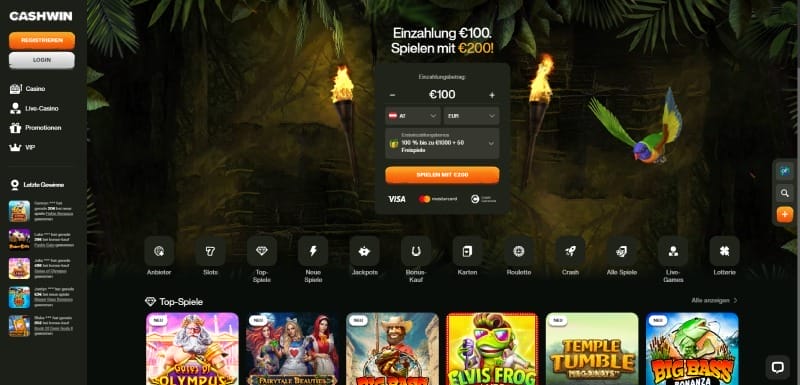 CashWin Casino Website