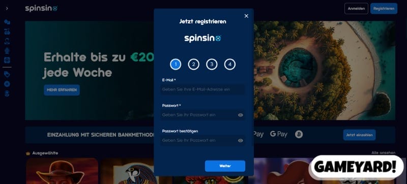Registrieren in PayPal online casino