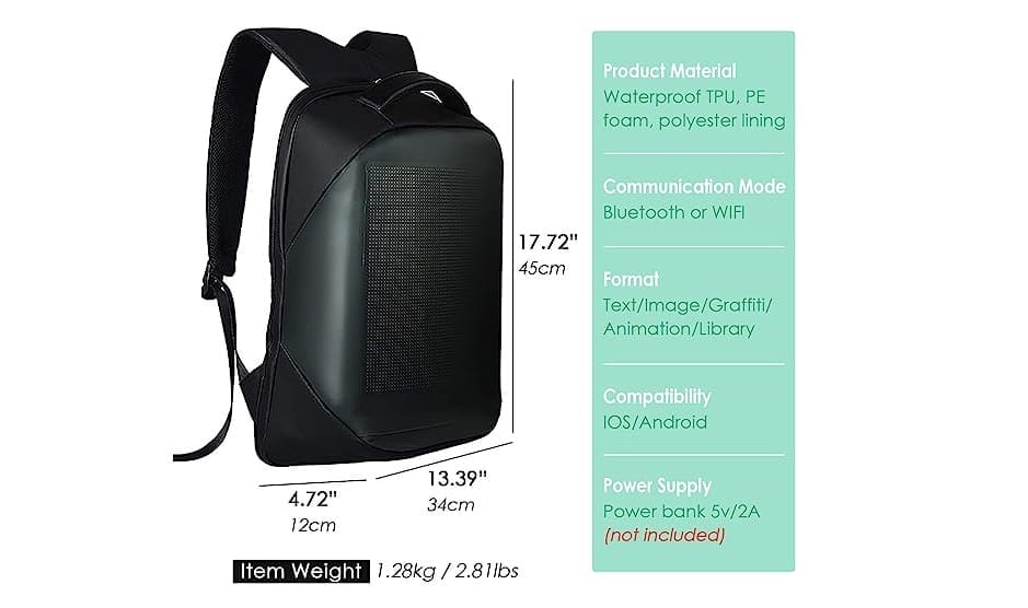 Abmessungen vom Rucksack